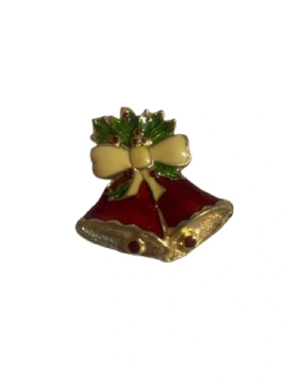 Festive Christmas Brooch with Red Bells